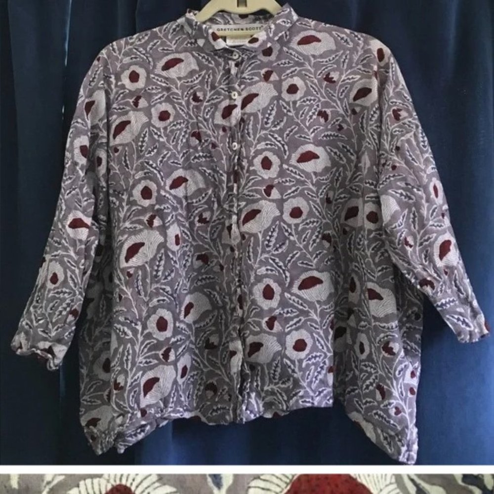 Gretchen Scott | Gray Floral Button-down